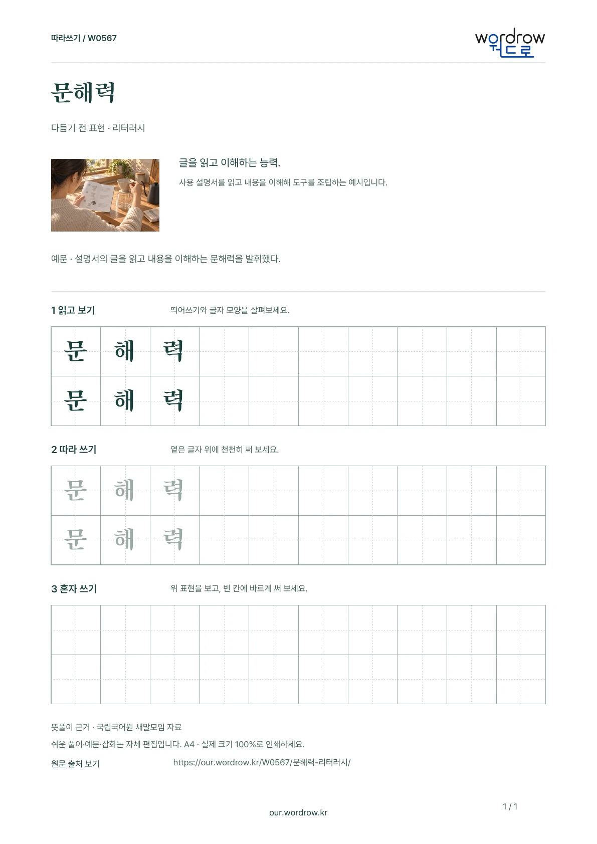 문해력 · 리터러시 학습지 1쪽 미리보기