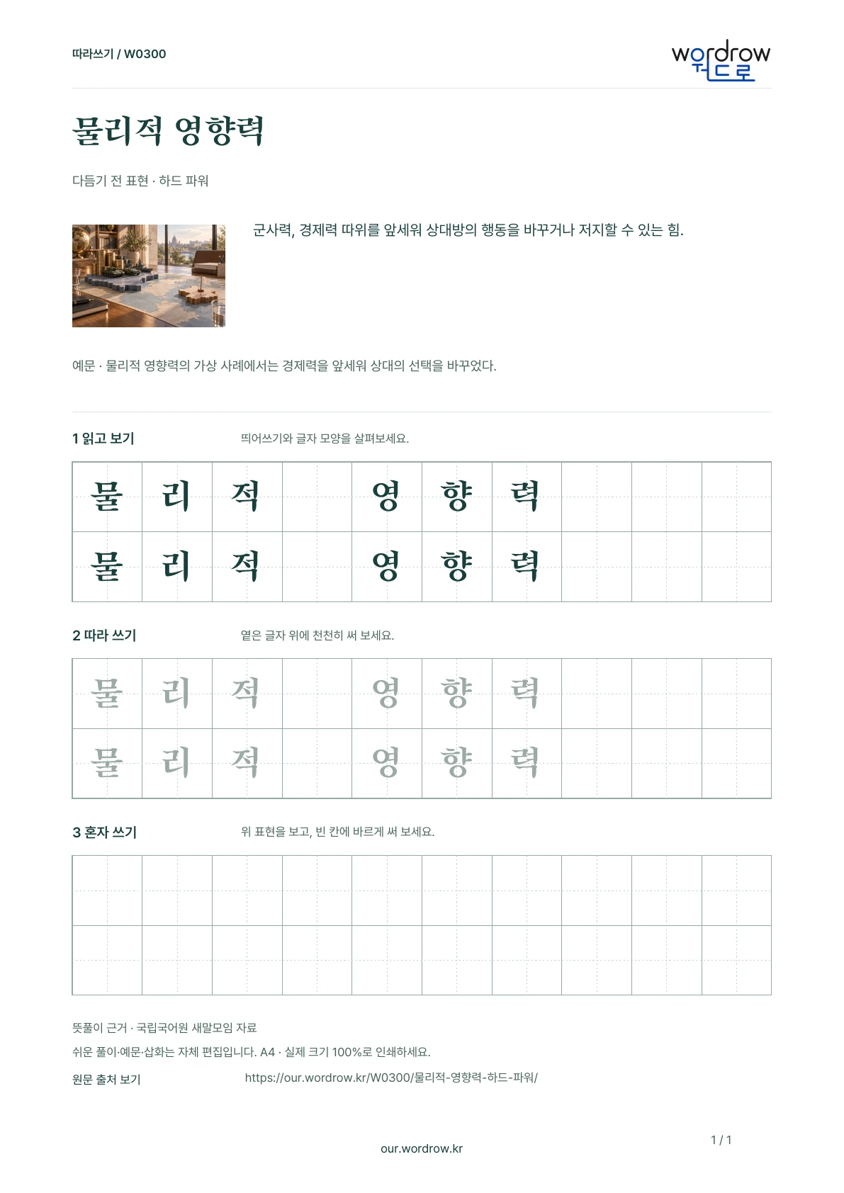 물리적 영향력 · 하드 파워 학습지 1쪽 미리보기